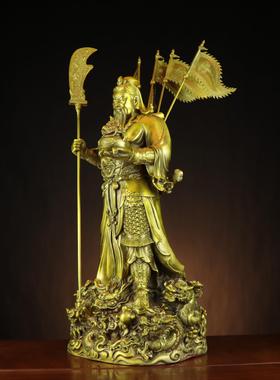 铜关公 武财神 关羽关二爷 九龙关公令旗 拖宝聚宝盆关公摆件