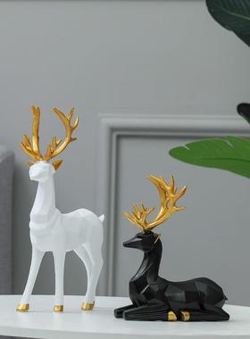 树脂工艺品现代简约折纸鹿创意摆件室内软装家居客厅桌面礼品摆件