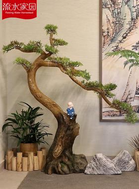 仿真迎客松摆件松树大型室外罗汉松美人松客厅摆件室内装饰造景