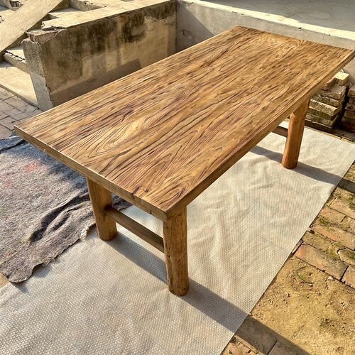 老榆木桌子复古茶桌原木实木桌子吧台长桌书桌餐桌阳台桌民宿家用 - 图0