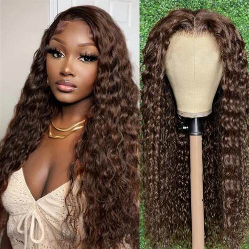 Dark Brown Kinky Curly Lace Wig Pre Plucked with Baby Hair G - 图0