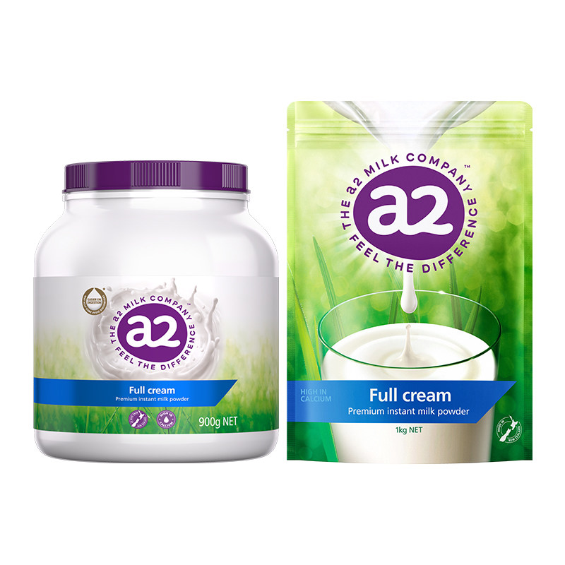 【超值】a2紫吨吨成人高钙全脂脱脂奶粉900g补充装1kg组合家庭装