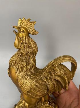 黄铜鸡摆件 福字鸡 铜元宝鸡牡丹鸡摆件客厅家居工艺品