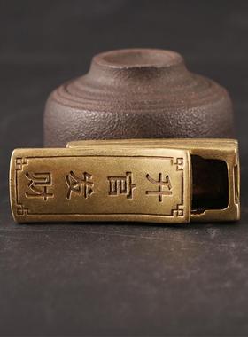 手工黄铜摆件工艺品雕刻升官发财复古棺材摆件迷你手把件地摊爆款