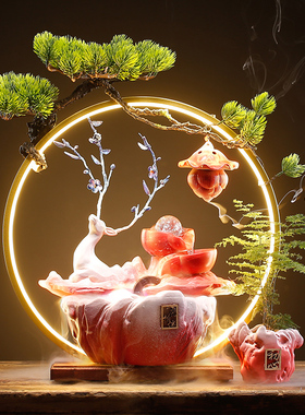招财循环流水喷泉加湿器摆件创意家居客厅桌面办公室开业乔迁礼品