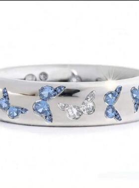 Exquisite Colorful Butterfly Rings for Women Crystal Rhinest