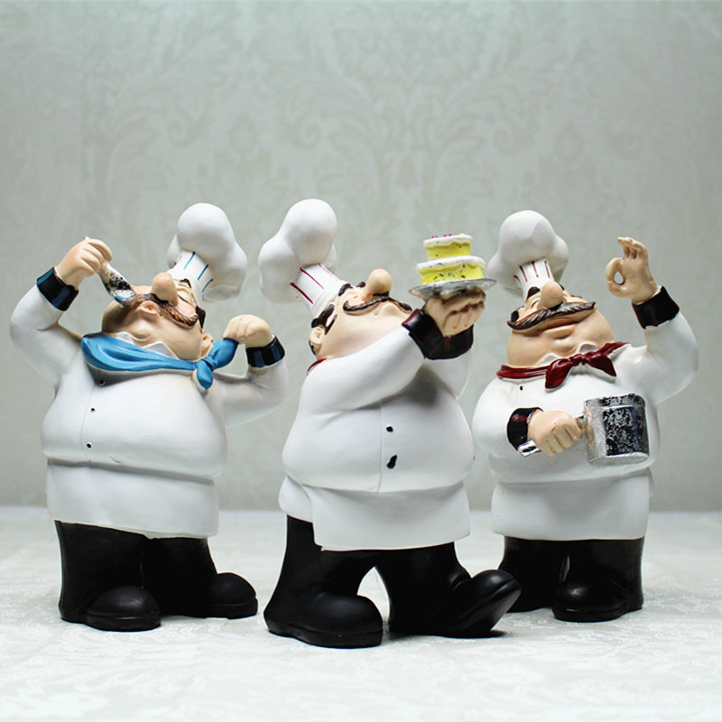 欧式复古创意厨师摆件餐厅咖啡馆家居客厅酒柜装饰品树脂人物摆设,淘宝优惠券,粉丝福利购,淘宝优惠卷