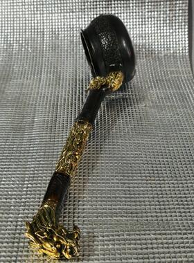 古玩收藏铜鎏金龙头勺刻纹精美形制端正铜勺水勺复古