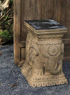 中式摆件庭院露台花园布置石墩阳台造景园林院子户外花盆花架底座