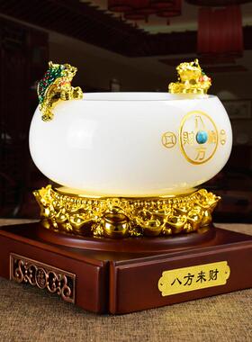 高档聚宝盆摆件琉璃办公室桌面酒柜前台创意工艺装饰开业商务礼品