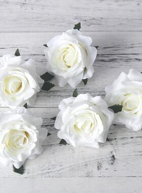 5pcs artificial roses white silk fake roses flower faux head
