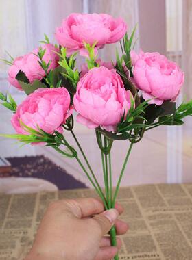 Cheap 6 flower head simulation peony filigree rose bouquet p