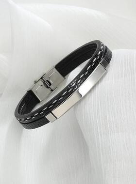 New Simple Lettering Retro Braided Leather Brlet Punk Popula