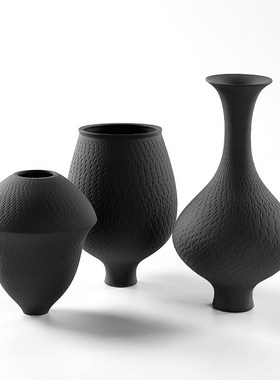 中式素烧陶瓷花瓶纯色插花瓷瓶古典大肚子瓷罐客厅摆件