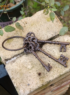 tyttw铸铁钥匙串装饰摆件墙面挂饰件复古欧式杂货花园庭院别墅户