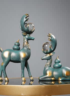 招财麋鹿摆件软装家居饰