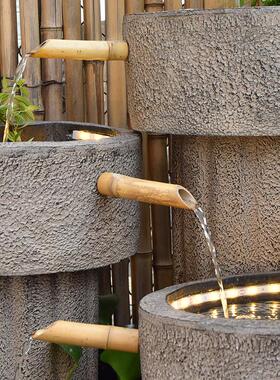 新中式户外庭院花园水池布置循环流水摆件阳台露台鱼池水景观装饰