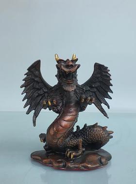 紫铜色生肖龙家居摆件飞龙铜龙客厅装饰摆设