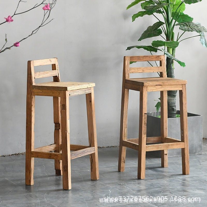 禅意老榆木凳子咖啡店休闲凳高款凳子客厅吧台榆木凳高脚奶茶店凳,淘宝优惠券,粉丝福利购,淘宝优惠卷