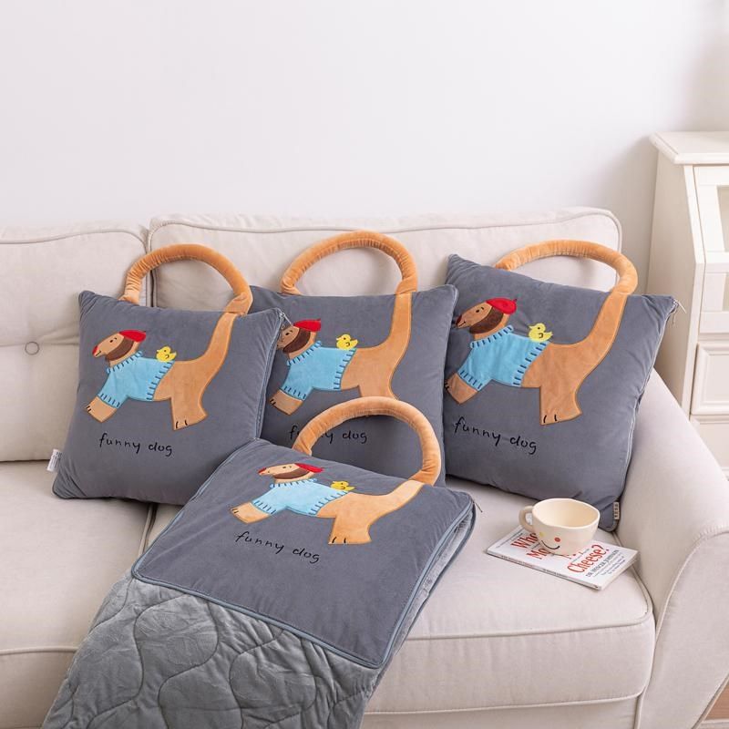 提手小狗抱枕被两用多功能办公室午睡盖毯车用靠垫沙发毯新款冬季,淘宝优惠券,粉丝福利购,淘宝优惠卷