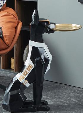 树脂工艺品杜宾犬落地摆件收纳家居客厅门口钥匙收纳乔迁送礼佳品