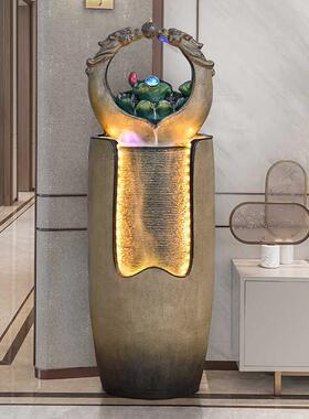 新中式禅意流水摆件循环水客厅阳台室内景观喷泉招财落地造景装饰