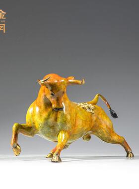 铜金岁月牛运当头黄铜牛铜摆件公司开业庆典送礼铜工艺品铜牛摆件