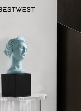 Best west 北欧维纳斯圣母半身像人物雕塑树脂素描雕像工艺品摆件