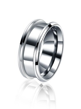 Stainless Steel Mens Hip Hop Ring 8mm Double Groove Ring Men