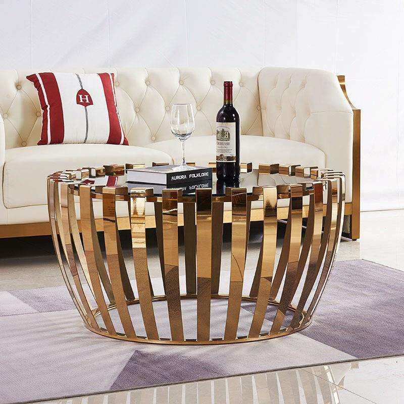 欧式客厅圆形茶几i不锈钢大理石整装简约金属咖啡桌创意角几边几,淘宝优惠券,粉丝福利购,淘宝优惠卷