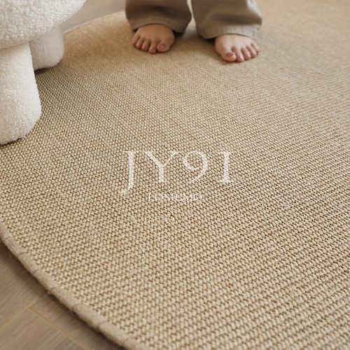 久忆天然手工剑麻编织圆形地毯环保无胶客厅卧室茶几书房桌椅地垫 - 图3