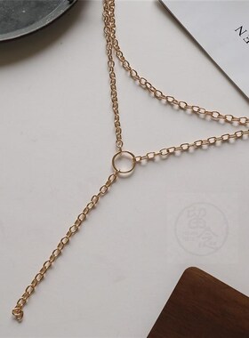 。Jewelry retro exaggerated circular geometric ring necklace