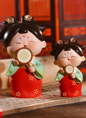古风唐仕女人偶摆件古装国风娃娃办公桌面摆设装饰工艺趣味小礼品