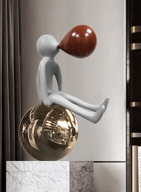 卡通可爱落地人物吹泡泡雕塑卡通售楼处大堂玄关抽象艺术装置摆件