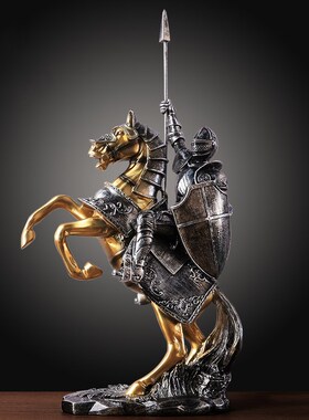 胜利骑士摆件中世纪欧式办公室客厅酒柜装饰复古工艺品高档大号