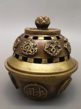 仿古黄铜香炉摆件黄铜熏香炉家居装饰摆设铜香炉