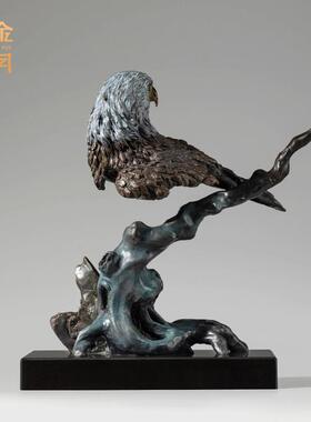 铜金岁月高瞻远瞩老鹰铜器工艺品摆件办公室前台桌面装饰铜工艺品