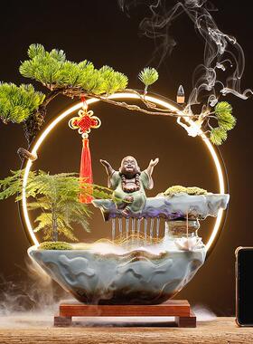 中式招财流水喷泉摆件循环水办公室客厅生财家居桌面开业乔迁送礼