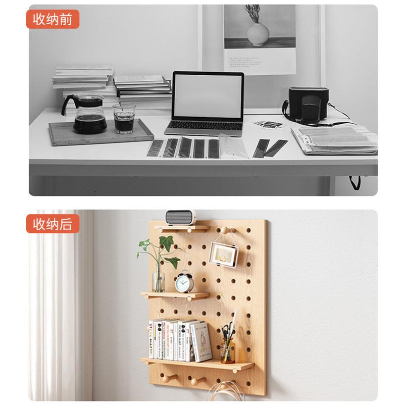 Hole board solid wood wall shelf wooden wall hanging bookshelf partition storage rack hanging board wall