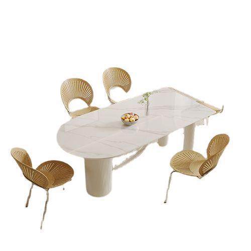 奶油风岩板餐桌创意家用小户型半椭圆吃饭桌法式极简岛台餐桌一体,淘宝优惠券,粉丝福利购,淘宝优惠卷