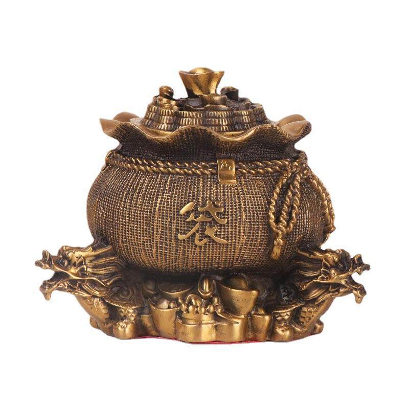 杨铜记 铜聚宝袋 铜聚宝盆 钱袋 摆件工艺品 龙头聚宝盆,淘宝优惠券,粉丝福利购,淘宝优惠卷