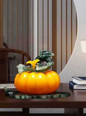 财富丰收招财南瓜摆件办公室客厅玄关中式装饰开业乔迁礼品
