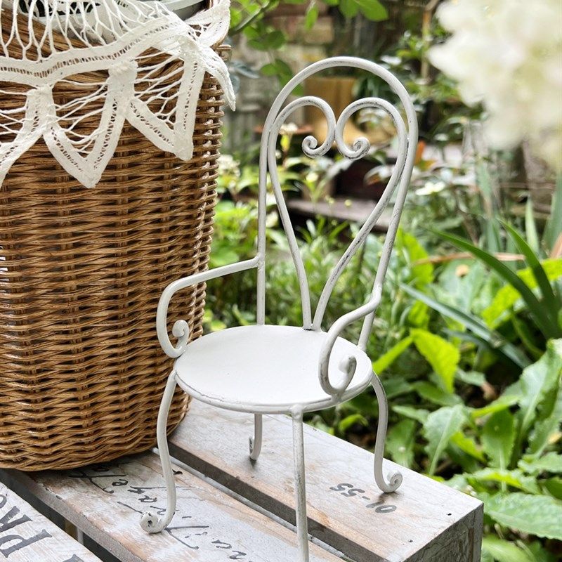 法式复古做旧铁艺迷你小椅子摆件装饰花园杂货微景观装饰2色,淘宝优惠券,粉丝福利购,淘宝优惠卷