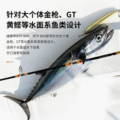 GTFisher彩虹波爬竿三节便携式杆水面系船钓竿远投竿海钓竿伊酷达 - 图1
