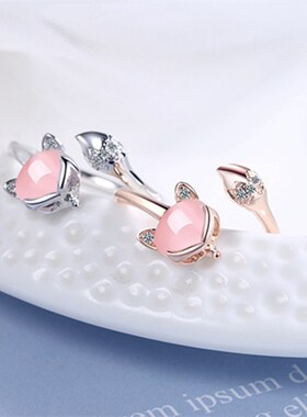 Exquisite Opal Fox Rings For Women Shiny Zircon Animal Rabbi