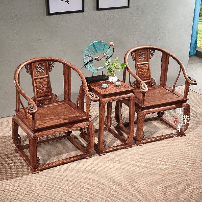 明荣轩红木家具刺猬紫檀 皇宫椅圈椅实木中式单人椅太师椅 三件,淘宝优惠券,粉丝福利购,淘宝优惠卷