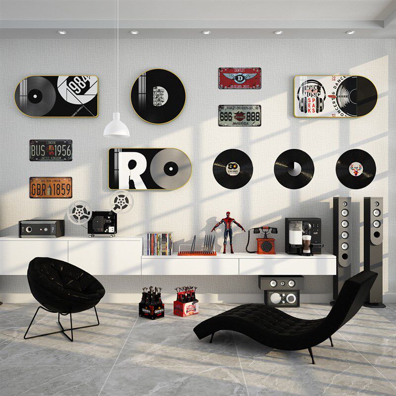 烧烤饭店墙面装饰画清吧咖啡厅KTV包厢音乐黑胶唱片工业风壁挂画,淘宝优惠券,粉丝福利购,淘宝优惠卷