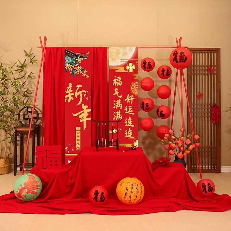 20国潮风背景墙装饰摆件公司店铺学校元旦活动古风新年场景布置,淘宝优惠券,粉丝福利购,淘宝优惠卷