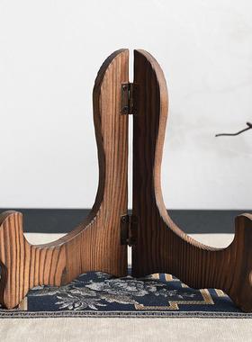 茶饼架茶架木质小摆件茶叶普洱茶架子展示架盘子茶饼支架托架桌上