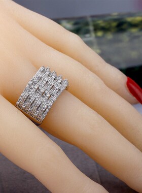 Luxury Multilayer Big Ring Irregularity Micro Paved Square B